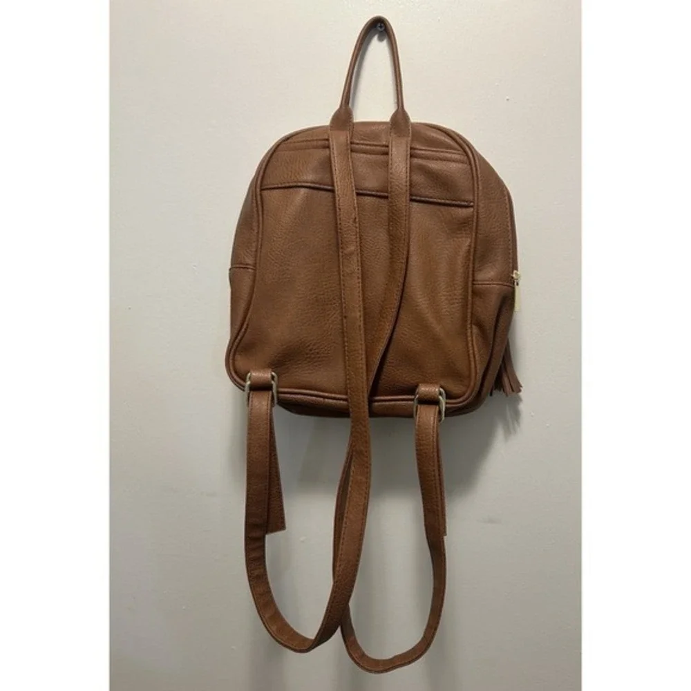 Brown Faux Leather‎ Backpack Bag Purse 10
